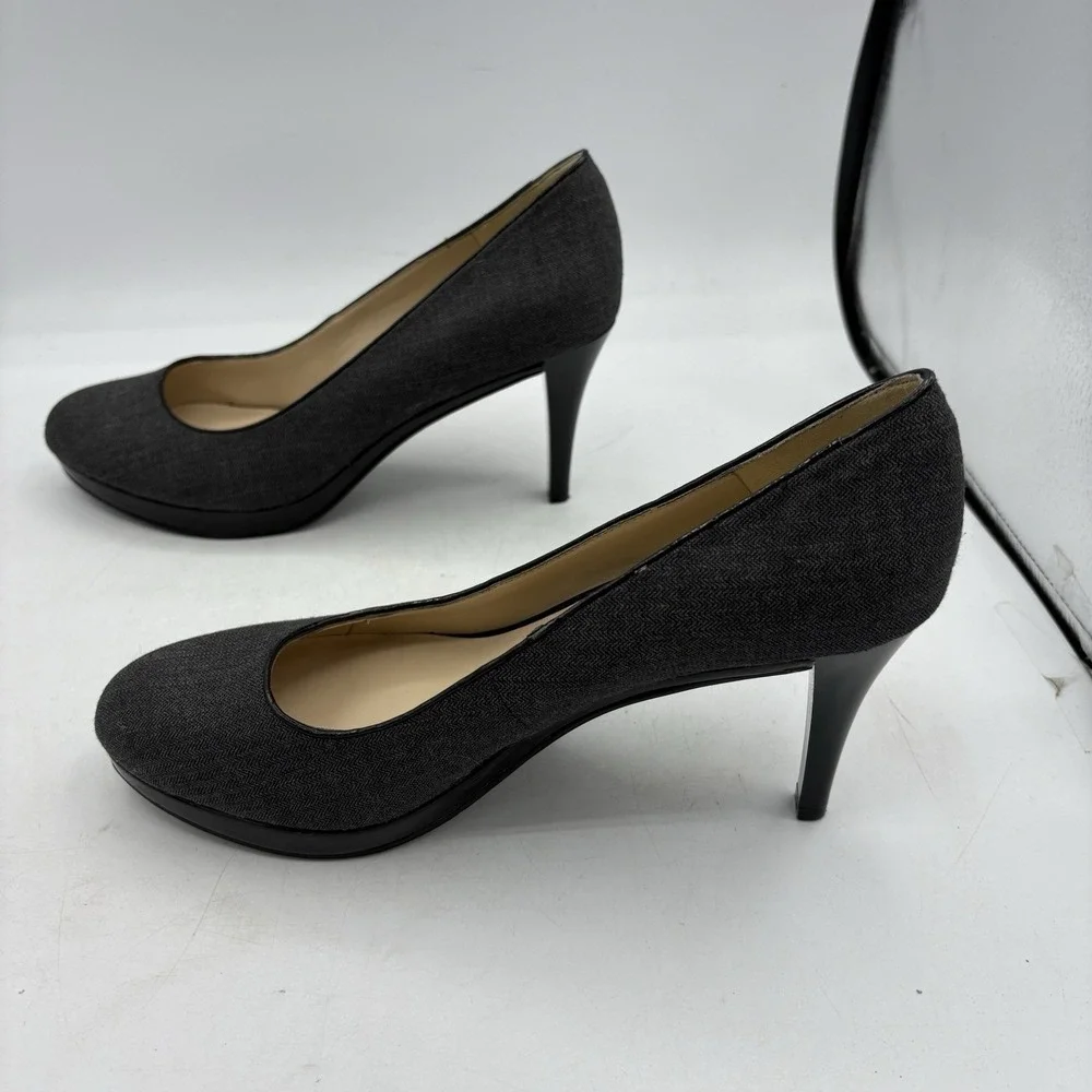 Nine West Shoes Womens Size 7.5 M Ashdown Charcoal Black Gray Heel Pumps‎